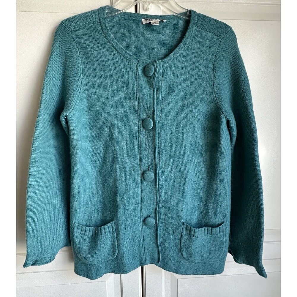 Pendelton Merino Wool‎ Cardigan Sweater Womens Medium Vintage Green